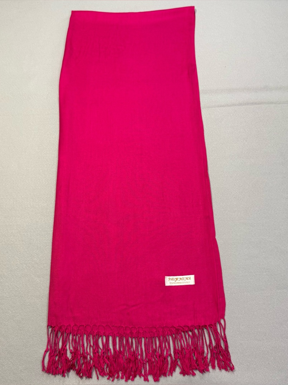 Hot Pink Pashmina Scarf Shawl Wrap 70% Pashmina 30% Silk Fringe Tassel Stole
